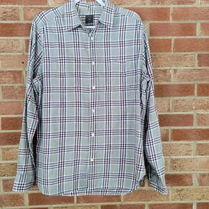 Gap Flannel Button Up Shirt Men's Size Large Grey Plaid